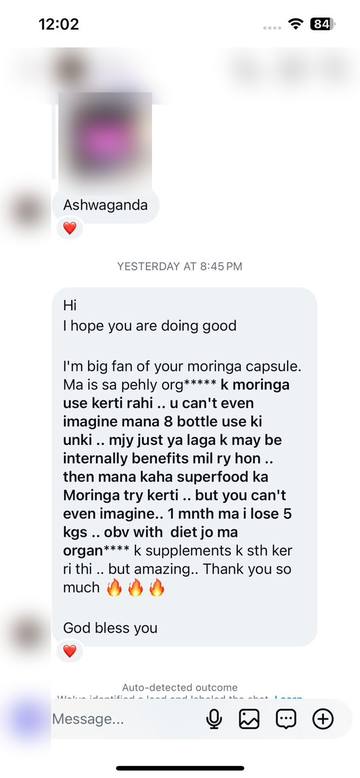 Customer switched from another brand to Superfoods Moringa