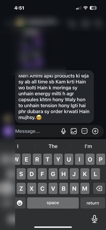Customer whose mother takes Moringa daily for energy