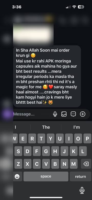 Customer results after one month on Moringa capsules