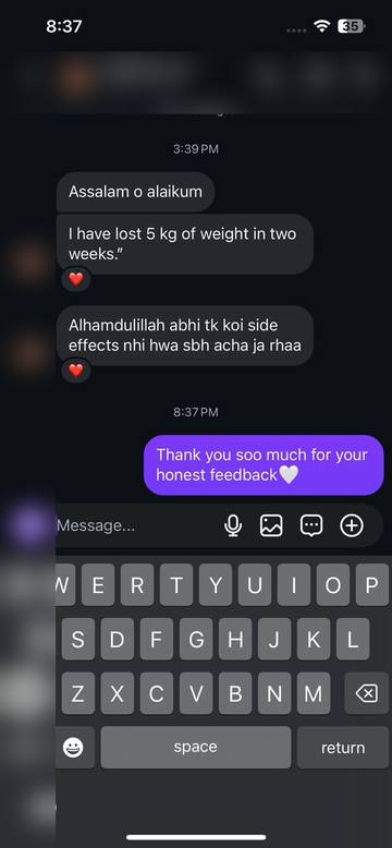 Customer results after two weeks on Moringa capsules