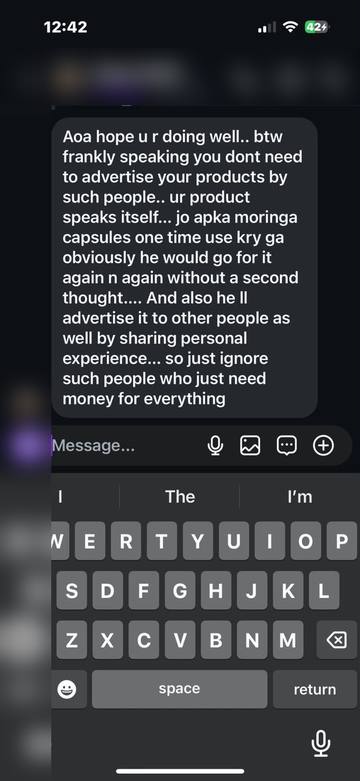 Customer saying the product speaks for itself